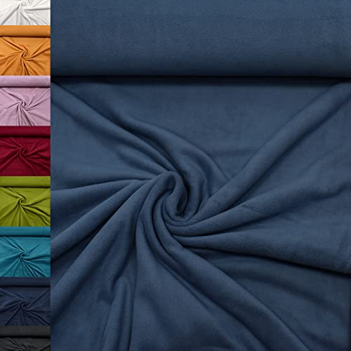 MAGAM-Stoffe Lisa Micro-Fleece Stoff uni Antipilling Meterware 50cm (15. Jeansblau)