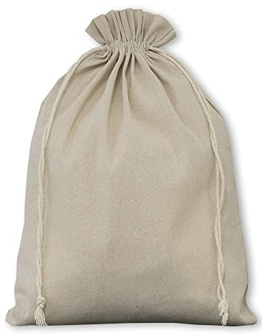 | 2 Leinensäckchen, Leinenbeutel mit Baumwoll-Kordel, Stoffbeutel, Geschenkverpackung für Geburtstag, Hochzeit, Weihnachten... (60x45 cm)