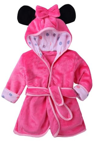 Quinfoil Little Girls Hood with Ears Robe Sleepwear Housecoat, Rose Red, 4T