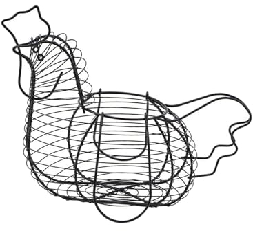 MagiDeal Cesta de metal para huevos de gallina, cesta de almacenamiento de huevos de gallina de alambre metálico