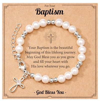 Tarsus Baptism Gifts for Girl, Baptism Bracelet Silver Cross Bracelet for Girls Goddaughter Daughter Granddaughter Christening Gifts for Girls
