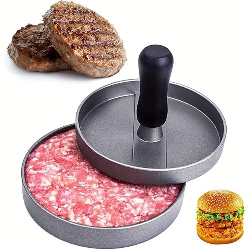 CHEFZOCO Prensador Hamburguesas de Aluminio Antiadherente, Molde para Hamburguesas, Prensa Hamburguesas, Moldeador de Hamburguesas, Diámetro 11.5 cm, Altura 1.5 cm, Aluminio Antiadherente