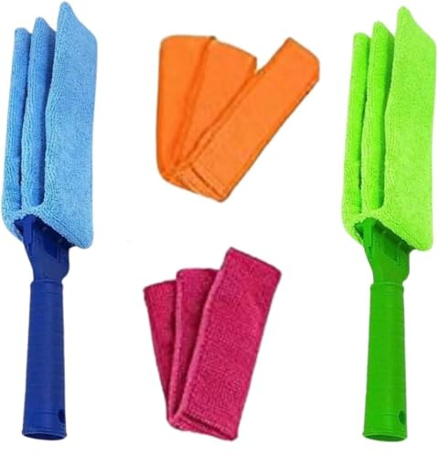 2 Spazzole Pulizia Persiane +2 Ricambi Pulisci Termosifone Tapparelle con Panno in Microfibra