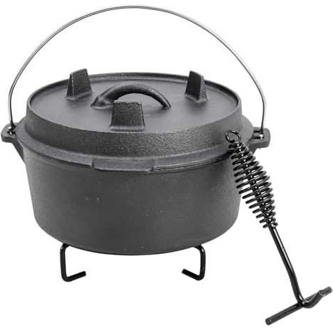 Warmiehomy Cast Iron Pot,4L Pre-Seasoned Cast Iron Dutch Oven with Lid丨Lid Lifter丨Lid Stand,Dutch Oven Cooking Pot for Camping Cooking Baking