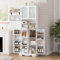HOCSOK Armario alto de cocina, armario de almacenamiento alto con 4 puertas y estantes ajustables, armario de despensa con encimera para sala de estar, comedor, entrada, blanco, 181 x 60 x 40 cm