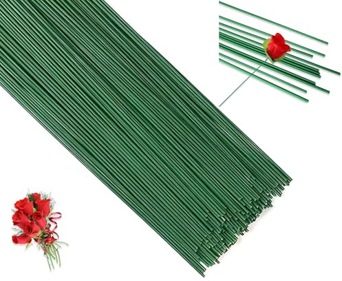 YANGWEN Blumendraht, Blumenstamm Draht,100 Pack Grüne Stiel Draht Blumen Draht Blumengeschäft Steckdraht Floristikdraht für Künstliche Blumen Hochzeit Bouquet Dekorationen Handwerk 2MM*30*cm