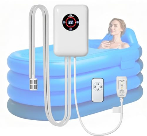 VCYEX Tauchsieder mit Thermostat Warmwasserbereiter Für Badewanne Faltbar Erwachsene Mit Konstanter Temperaturregelung Von 30–43 °C, Für Badewanne White,8.6 * 5.8 * 2.9 Inch