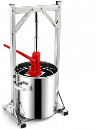 Prensa hidráulica de frutas de acero inoxidable 304, 22 L/11 L, exprimidor 3T con cesta de filtro y elevador hidráulico, prensa de manzanas, vino, prensa de frutas, verduras para frutas, verduras