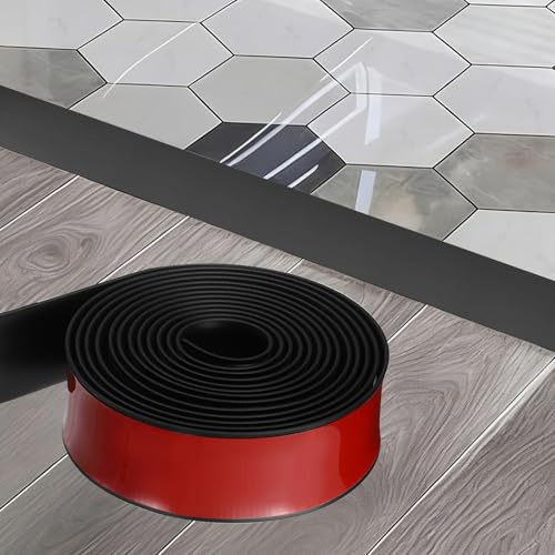 Kozelo Kozelo Tira De Transición Para Suelo 300X4 x 0.35cm De PVC De Madera Negro|Tiras De Cubresuelos Autoadhesivas Impermeables Con Textura Para Huecos En Suelos Y Transición