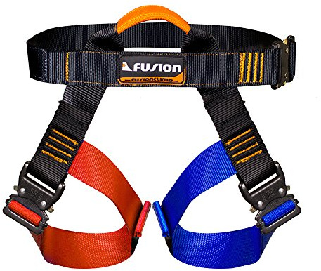Concerto Rock Climbing Harness - Fusion Climb® - (5,000 LBS Rated) Professional Half Body Harness for Mountaineering, Tree Climbing, Ziplining, Rock Climbing, Rappelling- Heavy Duty Half Body Harness