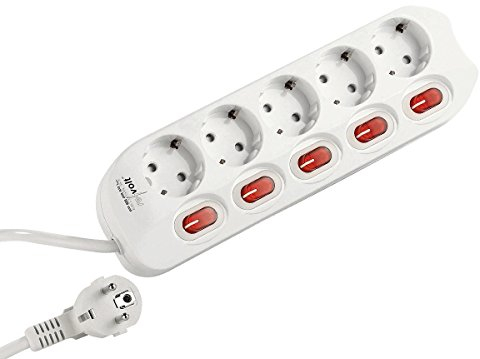 revolt Steckerleiste: 5-Fach-Steckdosenleiste, einzeln schaltbar, beleuchtete Schalter (Steckerleiste mit Schalter, Mehrfachsteckdose mit, einzelnen Schaltern)
