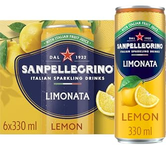 San Pellegrino Italian Sparkling Drinks Tastefully Light Sparkling Lemon Canned Soft Drink 6 x 330ml | 73k Cals per Can