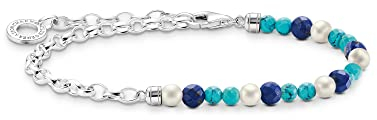 Thomas Sabo Armband mit blauen Steinen und Perlen 925 Sterling Silber A2100-056-7-L14