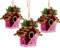 3Pcs Pink Burgundy Birdhouse 10x11cm - Christmas Tree Hanging Decorations Festive Decorative Ornaments Fairy Tale Themed Xmas Tree Pendant