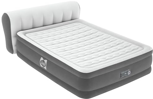 Sealy Air Mattress Queen with Built-in Pump, Headboard, 18 in. Height, Wave Beam Design, 661 lb Capacity - Tritech Airbed with Carry Bag