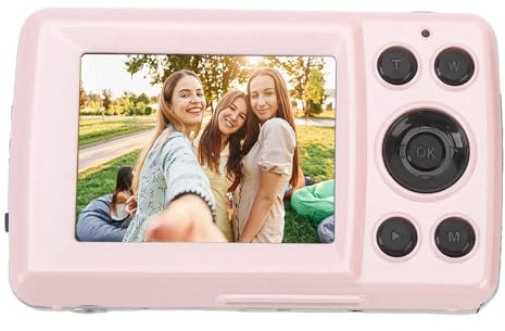 Digitalkamera, 16X Digital Zoom Barnkamera 1080P 16MP Autofokus Vlogging Camera 2.4 In Portable Camera Multi Axis Stabilization Digital Camera for Photography Video Kids Student Rosa