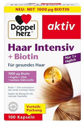 Doppelherz Haar Intensiv + Biotin - Biotin und Zink als Beitrag zum Erhalt normaler Haare - 100 Kapseln