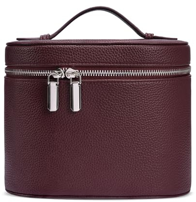 idoltimes Cosmetic Case, Leather Makeup Bag, Portable Handheld Makeup Case, Detachable Compartments