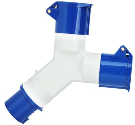 Lunyloer Caravan Hook Up Cable 16amp Splitter, 2-Way Cable Plug Splitter, Electrical Connection Splitter Industrial Plug, Tents 16a Hook-Up Adapter, 16amp Splitter for Camping Motorhomes Tents