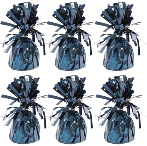 PARTYRAMA.CO.UK Metallic Petrol Blue Foil Helium Balloon Weights 175gr - Pack of 6 - Durable & Colourful Weights for Birthdays Parties, Events & Celebrations - Perfect Balloon Weight Holders