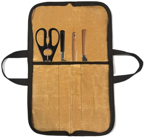 Rullo per coltelli da cucina – Borsa per taglierine da cucina, portatile, tela cerata, valigetta per il trasporto multifunzionale, durevole organizer per attrezzi per campeggio, viaggi