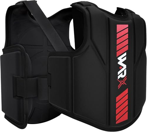 WARX Chest Guard, MMA Kickboxing Muay Thai Boxing Body Protector, Sparring Training Heavy Punching, Adjustable Strike Shield, Martial Arts Upper Body Ribs Protection Pad, Taekwondo Vest (L/XL)