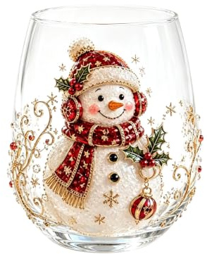3D Christmas Glass Art Cup, Christmas Cups Glass | Raised Holiday Glassware for Drinks, 3D Santa Stemless Wine Glasses, Glassware for Coffee, Tea, Juice, Milk, Xmas Party Home Festive Decor Gifts