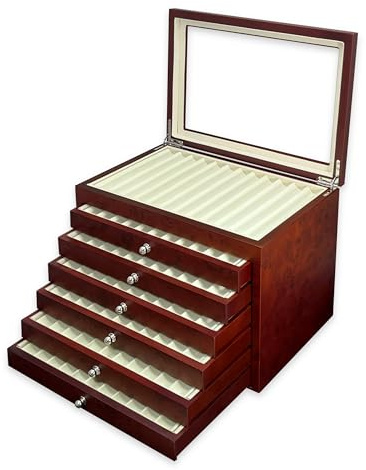 MR Maestro Relojero - Scatola Portapenne con vetrina per 78 penne in legno | Espositore penne stilografiche | Portapenne da esposizione | Raccoglitore collezioni | Nero, legno