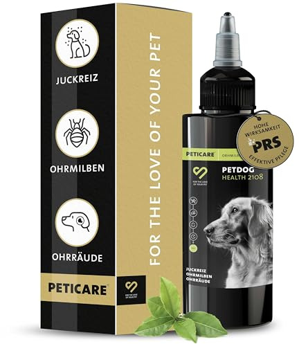 Peticare Anti-Parasiten Mittel für Hunde-Ohren | Gegen Ohrmilben Räude Pilze | lindert Juckreiz & fördert Regenerationsprozess | einzigartiges PRS® System für Lange Wirkung - petDog Health 2108