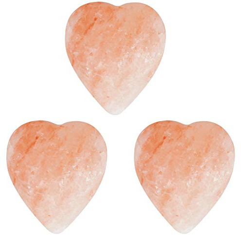 Massage stenar terapeutisk Himalaya salt kristallboll rund sfär, hjärta och oval form uppsättning med 3 släta stenar av Clossy London Heart shape Pink/Orange