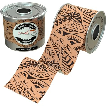 Dynamic Tape Original - Biomechanical Athletic Tape | 4 Way Stretch & Stronger Recoil Than Kinesiology Tape | Designed for Muscle & Joint Load Management | High-Load Sports Use (2 Black/Beige Roll)