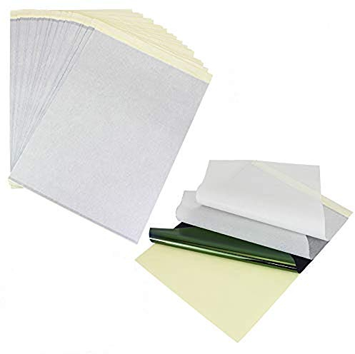 KLYNGTSK 25 Blatt Tattoo Transferpapier Tattoo Papier Schablone Tattoo Kopierpapier Transferfolie Thermopapier Matrizenpapier Durchschreibepapier A4 Kohlepapier für Tattoo, Tattoo Drucker Maschine