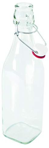 Bormioli Rocco 58305 Lot de 12 bouteilles à étrier métallique avec anneaux en caoutchouc, bouteilles de jus, bouteilles pour liqueurs/liqueurs 500 ml
