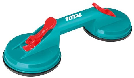 TOTAL - Ventosa Doble para Cristal - 115 mm de Diámetro por Copa - Succión Máxima de 50 Kg - Para Levantar o Mover Vidrio y Cristal de Grandes Dimensiones - Fabricado en ABS