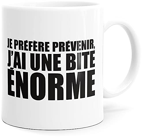 Mug Humour Bite Enorme Tasse Message drôle Coquin. Idée Cadeau Original pour Amis Couple Collègue Frère Pote Homme Amoureux pour Anniversaire Noël. Dino Mugs le Sourire dès le Réveil.