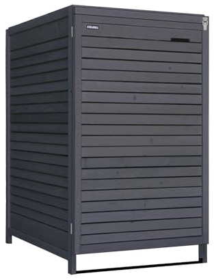 Mülltonnenbox Mülltonnenverkleidung 120L für 1 Tonne FÜR KLEINE Tonne Mülltonnecontainer Holz vorimprägniert in anthrazit mit Rückwand Aufbewahrungsbox Adria24