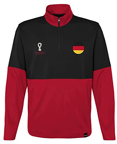 FIFA Jungen Offizieller World Cup 2022 1/4 Zip Pull Over-Deutschland Reißverschluss zum Überziehen, schwarz/red, XL/18-20