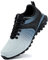 Kricely Traillaufschuhe Herren Laufschuhe Straßenlaufschuhe Sneaker Leicht Wanderschuhe Fitnessschuhe Trekkingschuhe（Weiß Blau 44.5）