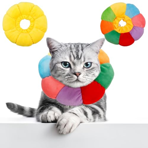 Apricitie 2 Stück Halskrause Katze Halskrausen für Katzen Cat Collar, Einstellbar Katzenkragen Halskrause Kitten Halsband Kragen Cone Anti Biss für Katzen Kleiner Hunde Nach Operation Verletzungen