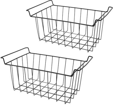 Sonew 2 Cestas de Congelador para Congelador Horizontal, Cestas de Alambre de Metal Recubiertas de PE para Congelador Horizontal, Organizadores Arcon Congelador