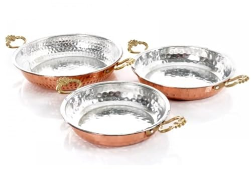 BABY SHOWER CHOCOLATE 3 Stück Türkische Kupferpfanne - gehämmerte Kupferpfanne Traditionell - Sahan 3 adet Bakır Tava Seti