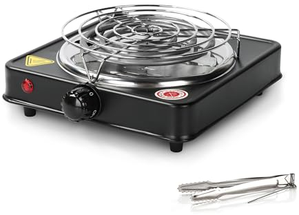 REANICE Allume-charbon électrique noir et noir pour charbon 1000W für Kokosnuss Kohle Coil Herd für Kokosnuss Kohle Kaffee/Tee/Milch- einschließlich Gitter und Zangen