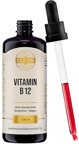 I-like-it-Clean® - Vitamin B12 Tropfen - (100 ml) - Synergistische Formel bestehend aus den aktiven Formen Methyl- & Adenosylcobalamin - ohne Alkohol, vegan, laborgeprüft - in Deutschland produziert