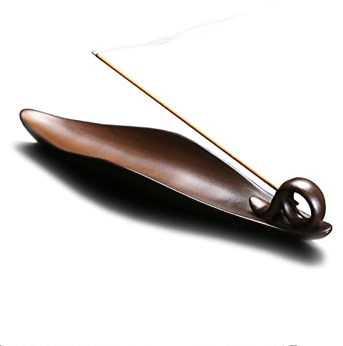 9 Length Incense Stick Holder with 3 Holes, White Porcelain Incense Tray Ash Cather for Spa, Meditation Room, Yoga, Home, Office (Brown)
