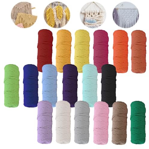 Corde Macramé,18 Pièces 2mm*30m Fil Macramé,Macrame Corde,Cordon Naturel Coton,Fil De Coton pour Macramé pour l'artisanat,Paniers Suspendus,Rideaux,Bricolage,L'artisanat Décoratif
