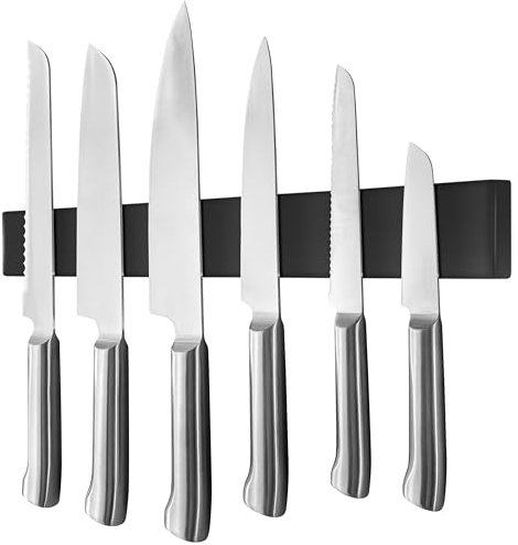 Poppstar Edelstahl Messer Magnetleiste 40cm mit extra starkem Magnet, schwarz, selbstklebend