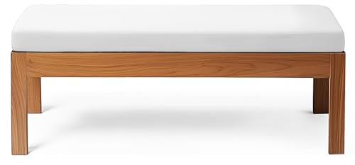 RZYW Cojín para Banco de Jardín Impermeable de 2/3 Plazas,Cojines para Bancos de Exterior Interiores,Cojines de Asiento Espuma Espesa para Muebles,Ventana,Patio,Silla Larga,Blanca,70X40X5cm