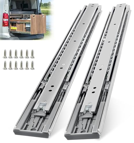 VITERLYNX Thickened 200Lbs Soft Close Heavy Duty Drawer Slides 1 Pair 22 Inch Full Extension Ball Bearing Self Slow Closing Rails Kitchen Cabinet Tool Box Runners Tracks Glides (1/2 Thick, 22 L)