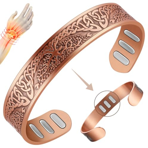 Vicmag Copper Magnetic Bracelet for Men 5000 Gauss Powerful Magnets Bangle