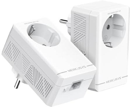 Mercusys TP-Link MP500P KIT Powerline Kit Homeplug AV2 con Presa Fino a 1000Mbps, 1 Porta Gigabit, Plug & Play, Compatibile con Tutti i Router, Tecnologia Powerline
